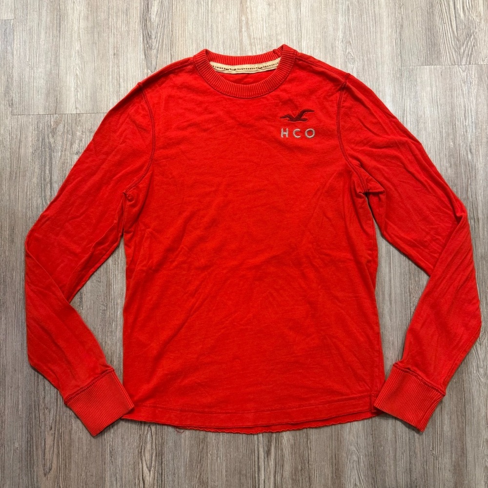 Hollister Mens Medium Vintage Y2K Red Longsleeve Shirt - Picture 2 of 5